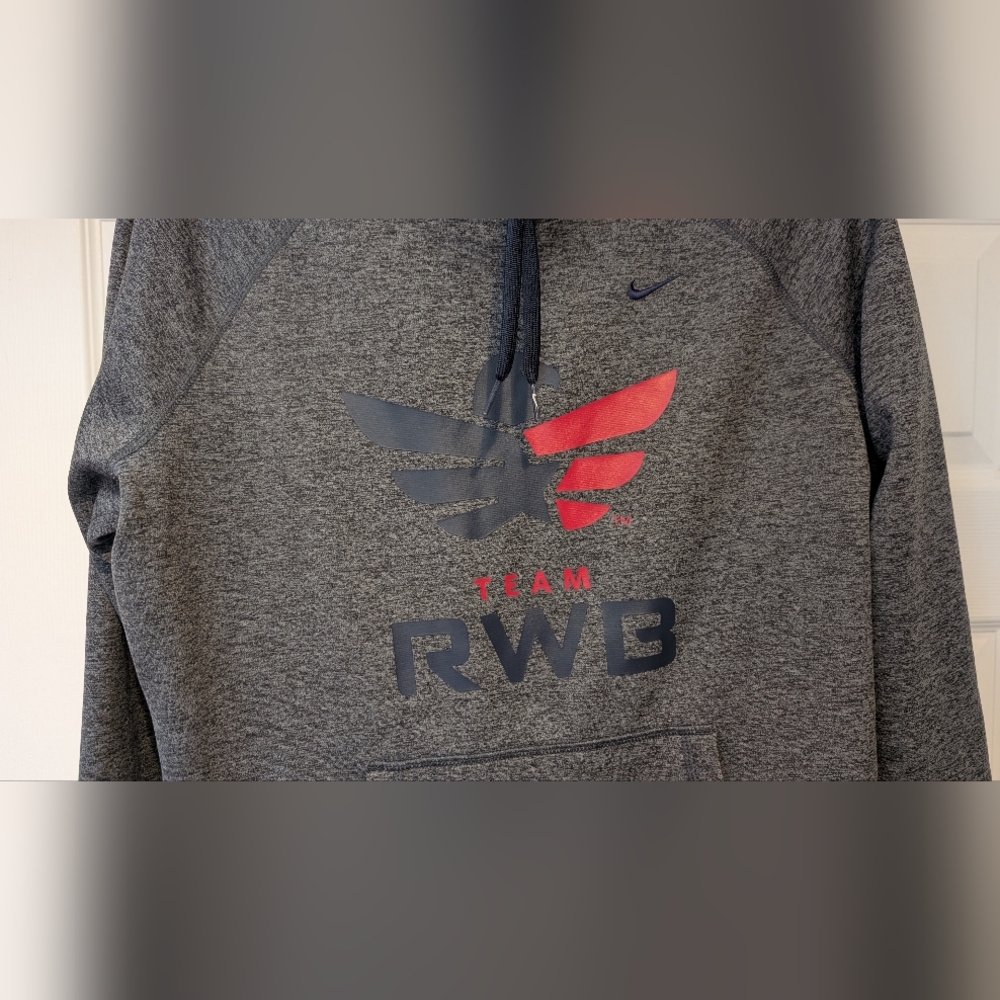 Nike Therma Fit Team Red White Blue RWB Women's Gray Hoodie Size Large Polyester - Picture 7 of 16